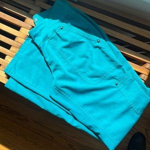 Healing Hands teal Yoga scrub pants XS